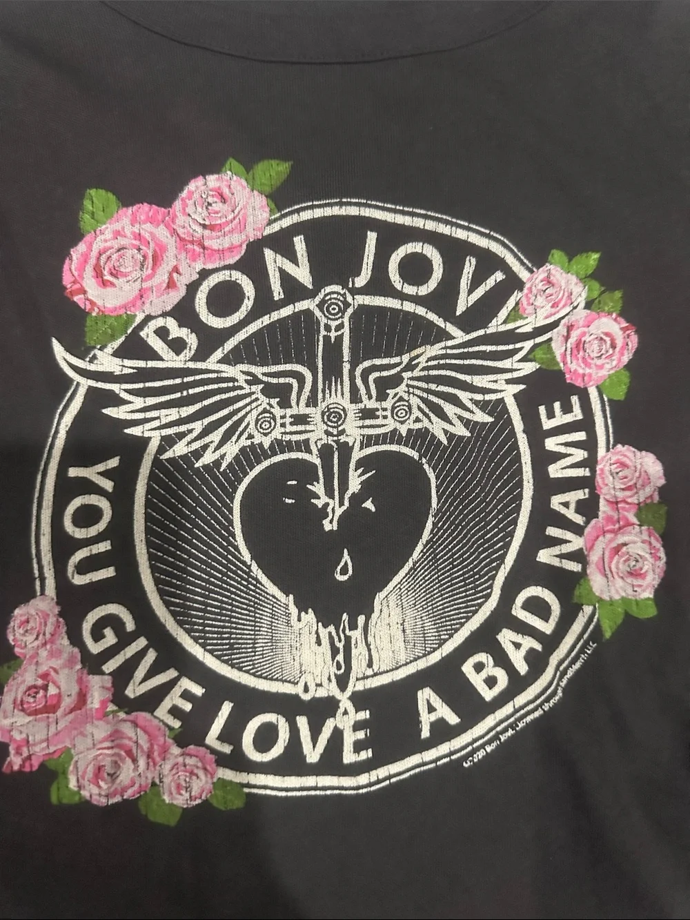 Cha Sor Bon Jovi tee size medium black, worn look - Picture 2 of 10